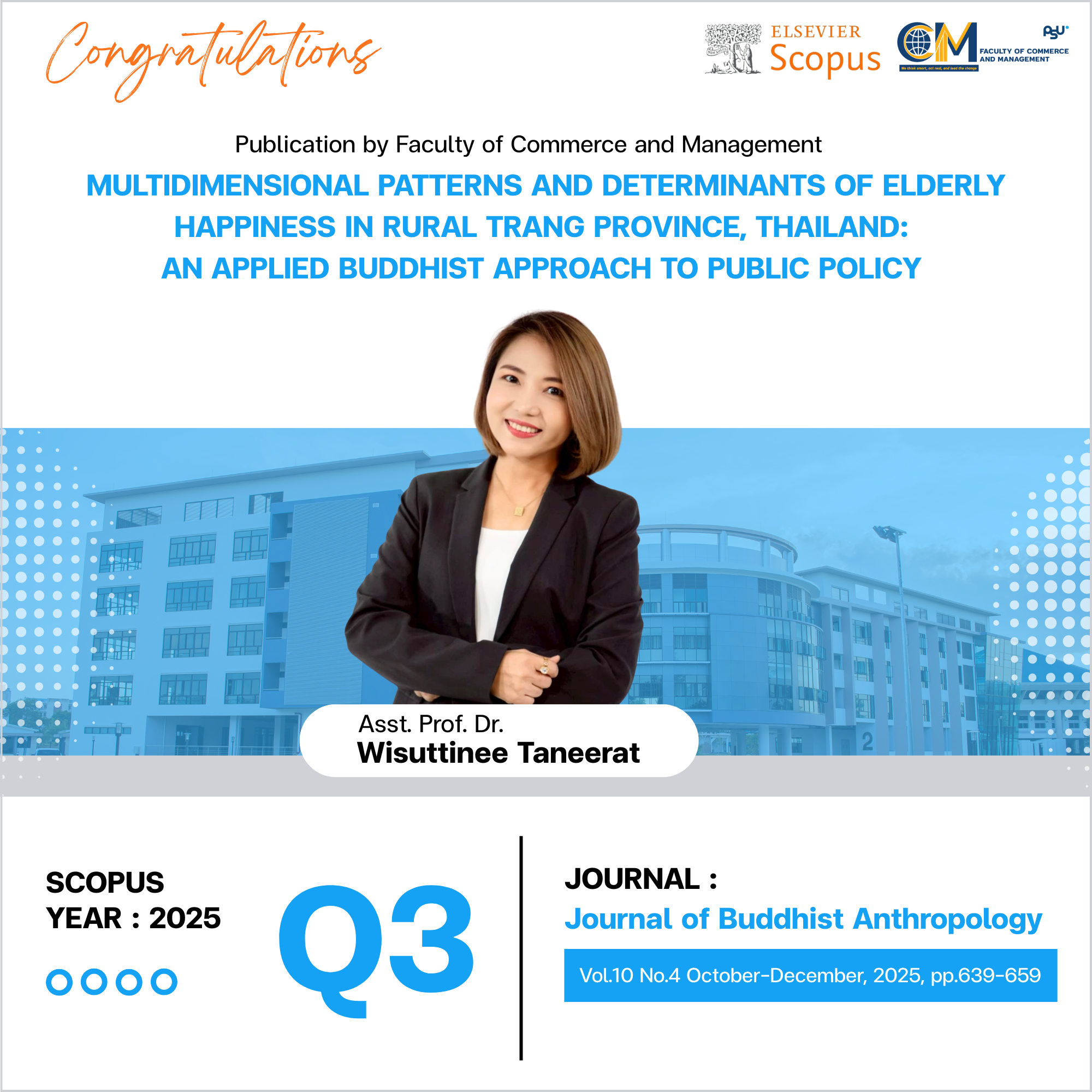 Read more about the article ขอแสดงความยินดี ผศ.ดร.วิสุทธิณี ธานีรัตน์ ตีพิมพ์ใน SCOPUS Q3